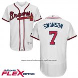 Camiseta Beisbol Hombre Atlanta Braves 7 Dansby Swanson Blanco Flex Base