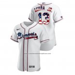 Camiseta Beisbol Hombre Atlanta Braves Ronald Acuna Jr. Autentico Alterno 2020 Azul