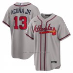 Camiseta Beisbol Hombre Atlanta Braves Ronald Acuna Jr Segunda Replica Gris