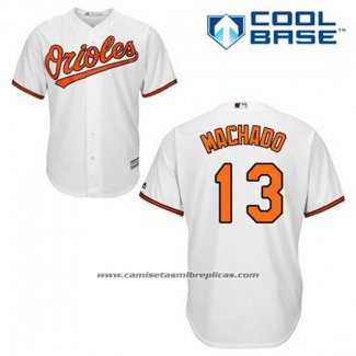 Camiseta Beisbol Hombre Baltimore Orioles 13 Manny Machado Blanco Primera Cool Base