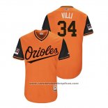 Camiseta Beisbol Hombre Baltimore Orioles Jonathan Villar 2018 LLWS Players Weekend Villi Orange