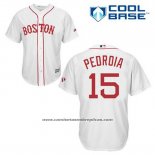 Camiseta Beisbol Hombre Boston Red Sox 15 Dustin Pedroia Blanco Cool Base