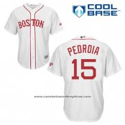 Camiseta Beisbol Hombre Boston Red Sox 15 Dustin Pedroia Blanco Cool Base
