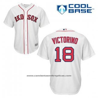 Camiseta Beisbol Hombre Boston Red Sox 18 Shane Victorino Blanco Primera Cool Base