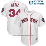 Camiseta Beisbol Hombre Boston Red Sox 34 David Ortiz Blanco Cool Base With Retirement
