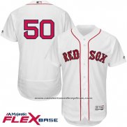 Camiseta Beisbol Hombre Boston Red Sox 50 Mookie Betts Blanco Flex Base Autentico Collection