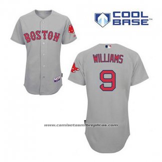 Camiseta Beisbol Hombre Boston Red Sox 9 Ted Williams Gris Cool Base