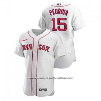 Camiseta Beisbol Hombre Boston Red Sox Dustin Pedroia Autentico Blanco