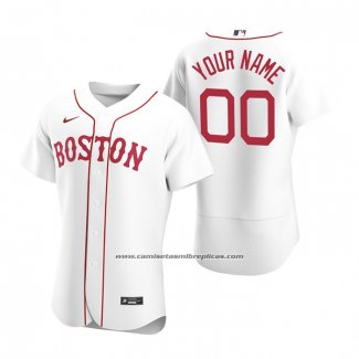 Camiseta Beisbol Hombre Boston Red Sox Personalizada Autentico 2020 Alterno Blanco