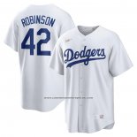 Camiseta Beisbol Hombre Brooklyn Los Angeles Dodgers Jackie Robinson Primera Cooperstown Collection Blanco