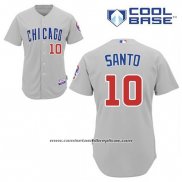 Camiseta Beisbol Hombre Chicago Cubs 10 Ron Santo Gris Cool Base