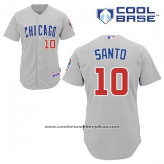 Camiseta Beisbol Hombre Chicago Cubs 10 Ron Santo Gris Cool Base