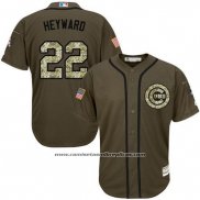 Camiseta Beisbol Hombre Chicago Cubs 22 Jason Heyward Verde Salute To Service