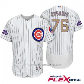 Camiseta Beisbol Hombre Chicago Cubs 76 Jose Rosario Blanco Oro Flex Base
