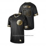 Camiseta Beisbol Hombre Chicago Cubs Personalizada 2019 Golden Edition V Neck Negro