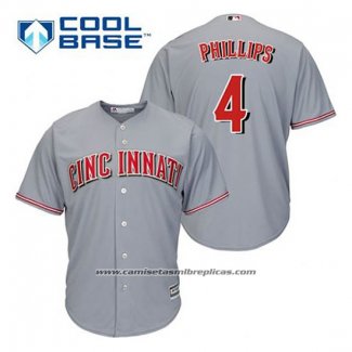 Camiseta Beisbol Hombre Cincinnati Reds Brandon Phillips 4 Gris Cool Base