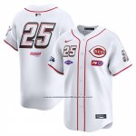 Camiseta Beisbol Hombre Cincinnati Reds Numero 25 2025 MLB Speedway Classic Primera Replica Blanco