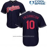 Camiseta Beisbol Hombre Cleveland Indians 10 Edwin Encarnacion Azul2017 Cool Base