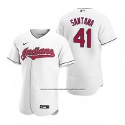 Camiseta Beisbol Hombre Cleveland Indians Carlos Santana Autentico 2020 Primera Blanco