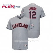 Camiseta Beisbol Hombre Cleveland Indians Francisco Lindor 2019 All Star Patch Flex Base Gris