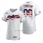 Camiseta Beisbol Hombre Cleveland Indians Personalizada 2020 Stars & Stripes 4th of July Blanco