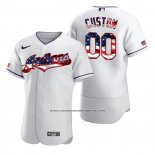 Camiseta Beisbol Hombre Cleveland Indians Personalizada 2020 Stars & Stripes 4th of July Blanco