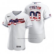 Camiseta Beisbol Hombre Cleveland Indians Personalizada 2020 Stars & Stripes 4th of July Blanco