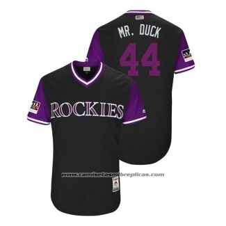 Camiseta Beisbol Hombre Colorado Rockies Tyler Anderson 2018 LLWS Players Weekend Mr. Duck Negro