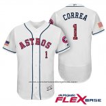 Camiseta Beisbol Hombre Houston Astros 2017 Estrellas y Rayas Carlos Correa Blanco Flex Base