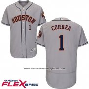 Camiseta Beisbol Hombre Houston Astros Carlos Correa Gris Flex Base Autentico Collection