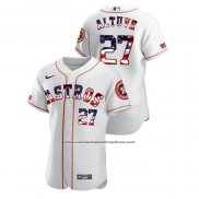 Camiseta Beisbol Hombre Houston Astros Jose Altuve 2020 Stars & Stripes 4th of July Blanco