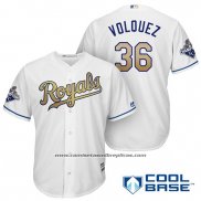 Camiseta Beisbol Hombre Kansas City Royals Campeones 36 Edinson Volquez Cool Base Oro