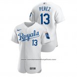 Camiseta Beisbol Hombre Kansas City Royals Salvador Perez Autentico Blanco