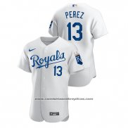 Camiseta Beisbol Hombre Kansas City Royals Salvador Perez Autentico Blanco