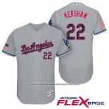 Camiseta Beisbol Hombre Los Angeles Dodgers 2017 Estrellas y Rayas Clayton Kershaw Gris Flex Base