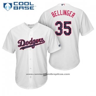 Camiseta Beisbol Hombre Los Angeles Dodgers 2017 Estrellas y Rayas Cody Bellinger Blanco Cool Base