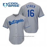 Camiseta Beisbol Hombre Los Angeles Dodgers Andre Ethier 16 Gris Cool Base