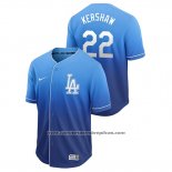 Camiseta Beisbol Hombre Los Angeles Dodgers Clayton Kershaw Fade Autentico Azul