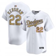 Camiseta Beisbol Hombre Los Angeles Dodgers Clayton Kershaw Gold Collection Limited Blanco