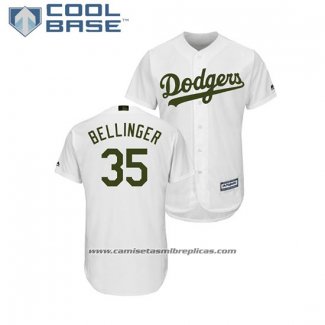 Camiseta Beisbol Hombre Los Angeles Dodgers Cody Bellinger 2018 Dia de los Caidos Cool Base Blanco