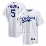 Camiseta Beisbol Hombre Los Angeles Dodgers Freddie Freeman Campeones Serie Mundial 2025 Primera Replica Blanco