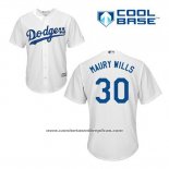 Camiseta Beisbol Hombre Los Angeles Dodgers Maury Wills 30 Blanco Primera Cool Base