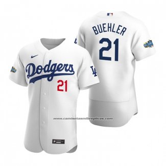 Camiseta Beisbol Hombre Los Angeles Dodgers Walker Buehler Autentico 2020 Primera Blanco