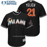 Camiseta Beisbol Hombre Miami Marlins 21 Christian Yelich Negro 2017 Cool Base