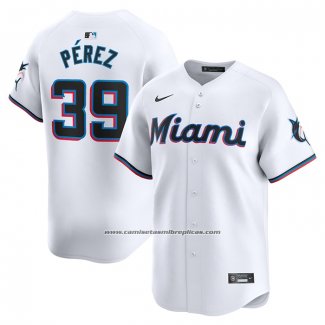 Camiseta Beisbol Hombre Miami Marlins Eury Perez Primera Limited Blanco