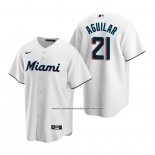 Camiseta Beisbol Hombre Miami Marlins Jesus Aguilar Replica Primera Blanco