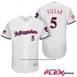 Camiseta Beisbol Hombre Milwaukee Brewers 2017 Estrellas y Rayas Jonathan Villar Blanco Flex Base