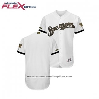 Camiseta Beisbol Hombre Milwaukee Brewers 2018 Dia de los Caidos Flex Base Blanco