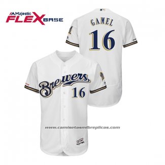 Camiseta Beisbol Hombre Milwaukee Brewers Ben Gamel Autentico Flex Base Blanco