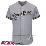 Camiseta Beisbol Hombre Milwaukee Brewers Blank Gris Flex Base Autentico Collection
